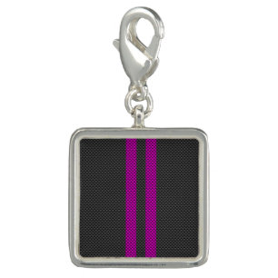 Fuchsia Racing Stripes in Carbon Fiber Style Charm