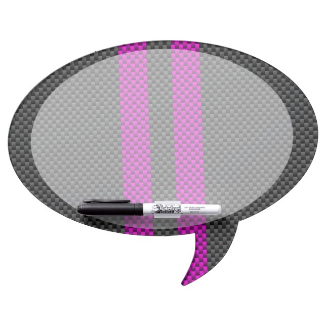Fuchsia Racing Stripes in Carbon Fiber Style Dry Erase Board (Front)