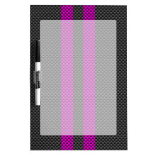 Fuchsia Racing Stripes in Carbon Fiber Style Dry-Erase Board