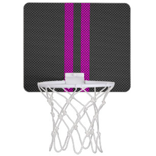 Fuchsia Racing Stripes in Carbon Fiber Style Mini Basketball Hoop