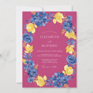 Fuchsia Radiant Botanical Wedding Invitation