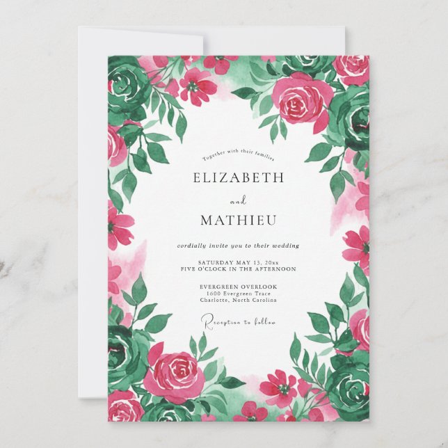 Fuchsia Radiant Summer Wedding Invitation (Front)
