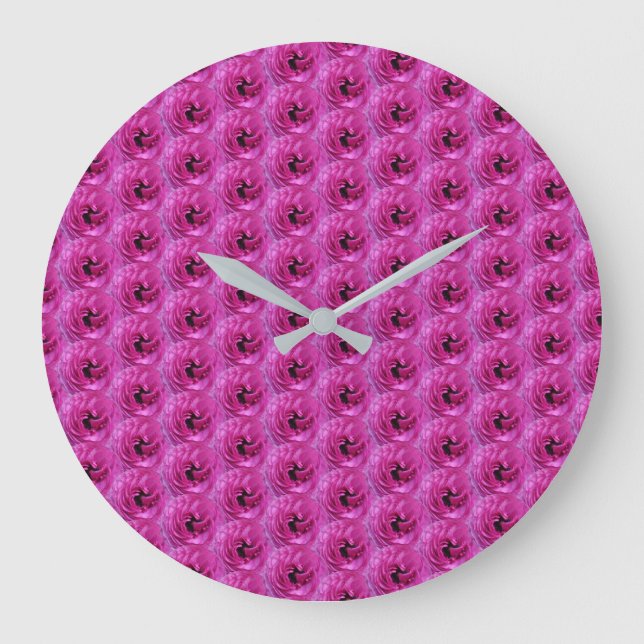 Fuchsia Ranunculus - Modern Floral Design Large Clock (Front)