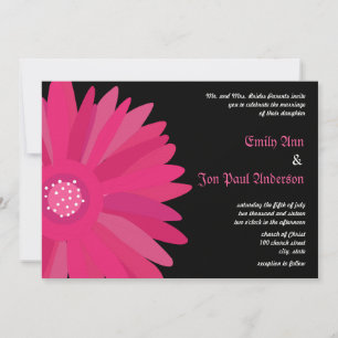 Fuchsia Raspberry Gerber Daisy Wedding Invitation