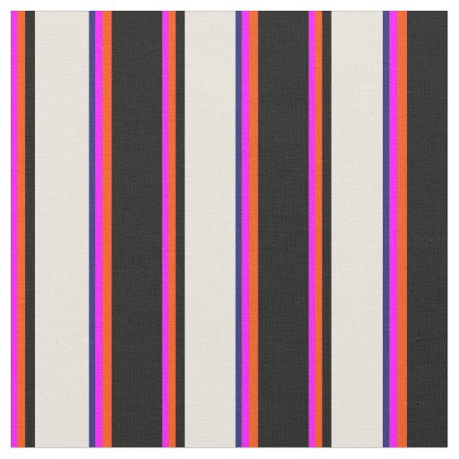 Fuchsia, Red, Black, Beige & Midnight Blue Lines Fabric