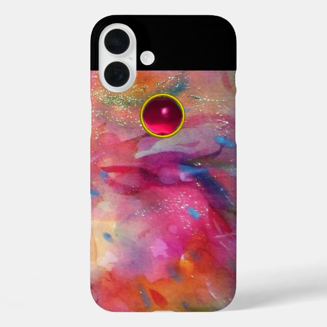 FUCHSIA RED BLUE ABSTRACT 3D PINK RUBY GEMSTONE Case-Mate iPhone CASE (Back)