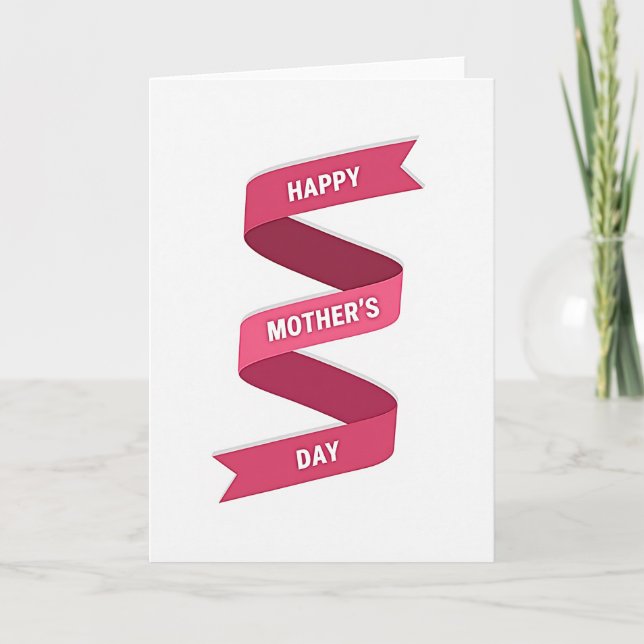 Fuchsia Ribbon Mothers Day Card (Front)