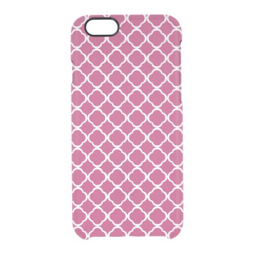 Fuchsia Rose and White Clover Quatrefoil Clear iPhone 66S Case