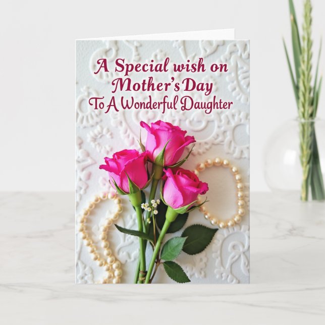 Fuchsia Roses Mothers Day Card (Front)