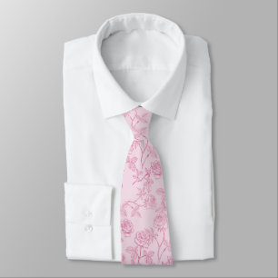 Fuchsia roses on pink neck tie