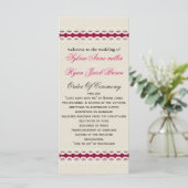 Fuchsia Rustic burlap and lace wedding Program (Standing Front)
