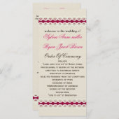 Fuchsia Rustic burlap and lace wedding Program (Front/Back)