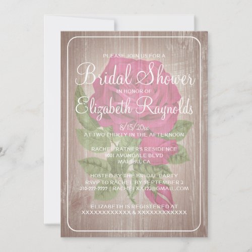 Fuchsia Rustic Floral Bridal Shower Invitations