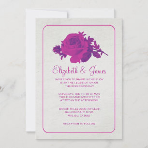 Fuchsia Rustic Floral/Flower Wedding Invitations