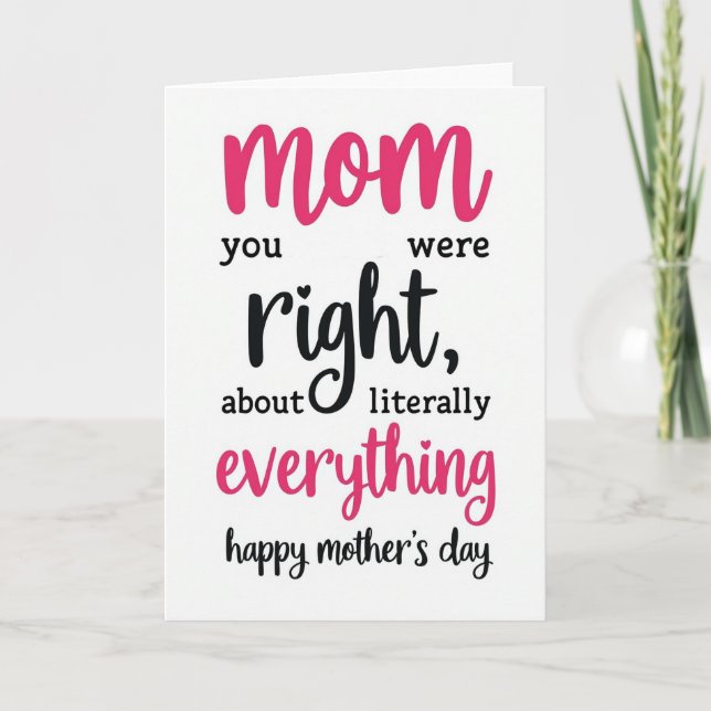 Fuchsia Script Mothers Day Card (Front)