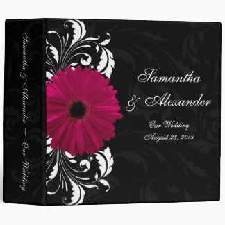 Fuchsia Scroll Gerbera Daisy w/Black and White Binder