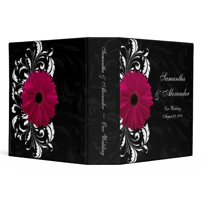 Fuchsia Scroll Gerbera Daisy w/Black and White Binders