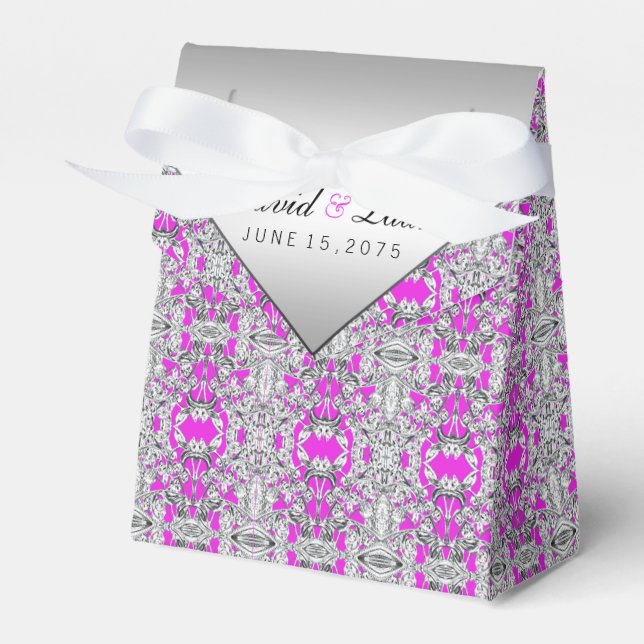 Fuchsia Silver Favor Box (Front Side)