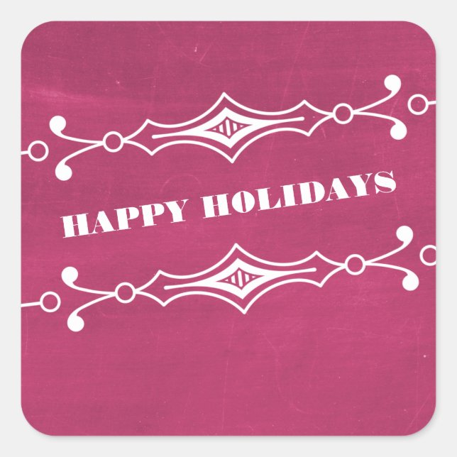 Fuchsia Slanted Chalkboard Holiday Stickers (Front)