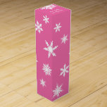 Fuchsia Snowflake Wine Box<br><div class="desc">Crisp white snowflakes on a bright pink background decorates this box.</div>