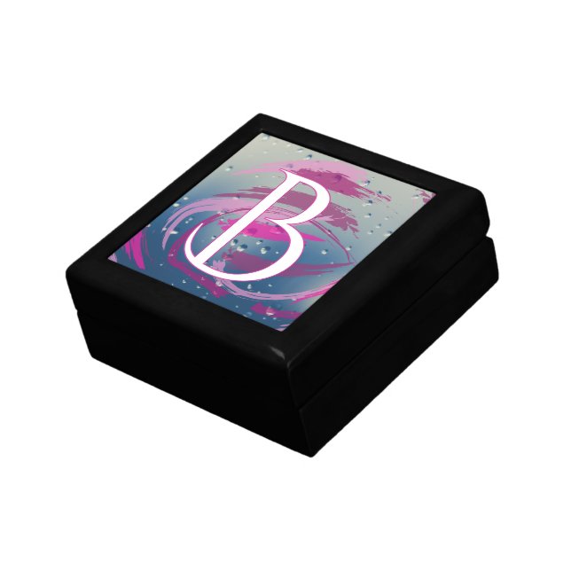 Fuchsia & Soft Pink Brushstrokes Monogram Gift Box (Side)