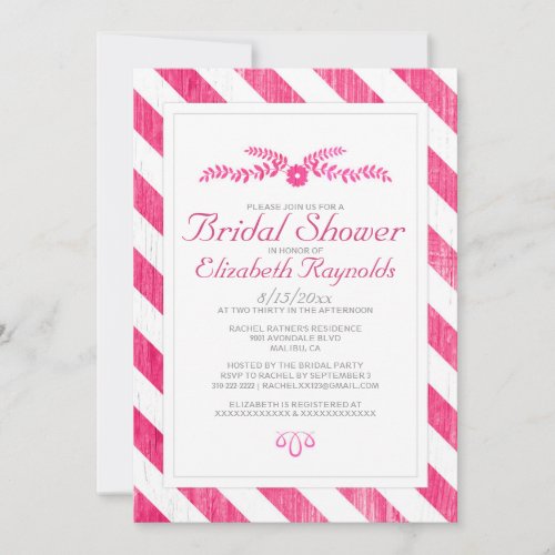 Fuchsia Stripes Bridal Shower Invitations