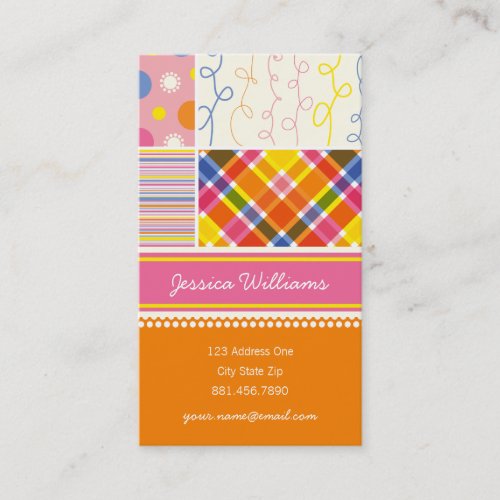 fatfatin Hot Pink Combo Pattern Profile Card Business Cards