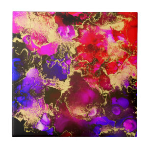 Fuchsia Stunning Alcohol Ink Painting Ceramic Tile
