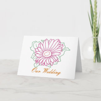 Fuchsia Sunflower Our Wedding Invitation Cards
