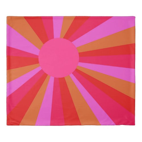 Fuchsia Sunrise Sunburst Minimalist Abstract  Duvet Cover
