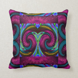 Fuchsia Symphony with Blue/Gold/Green/Black Throw Pillow
