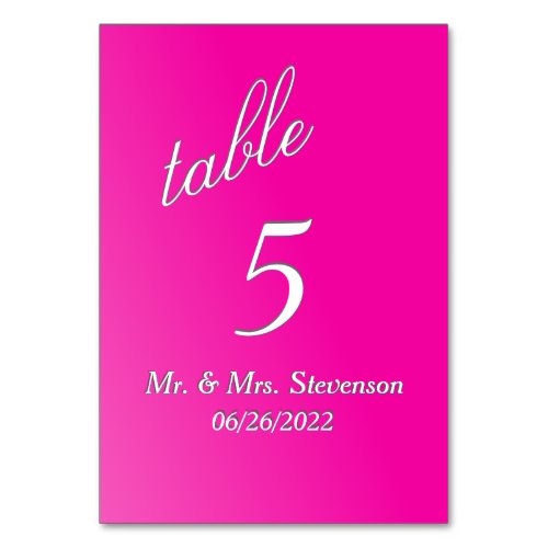 Fuchsia  Table Number