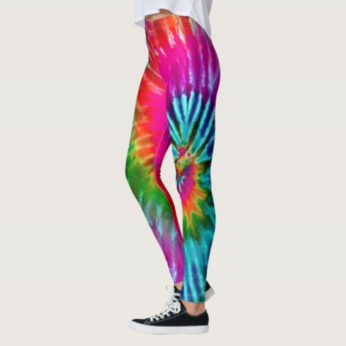 Fuchsia Teal Psychedelic Tie Dye High Visibility Leggings