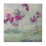 Fuchsia Treeline Ceramic Tile<br><div class="desc">Fuchsia Treeline I by Jennifer Goldberger. Abstract depiction of fuschia tree-like shapes against a muted background,  done in a paintstroke-like style.</div>