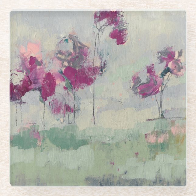 Fuchsia Treeline Glass Coaster (Front)