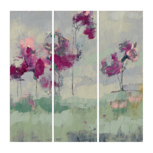 Fuchsia Treeline Triptych