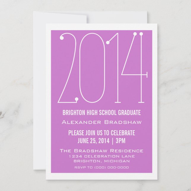 Fuchsia Trendy 2014 Graduation Invitation (Front)