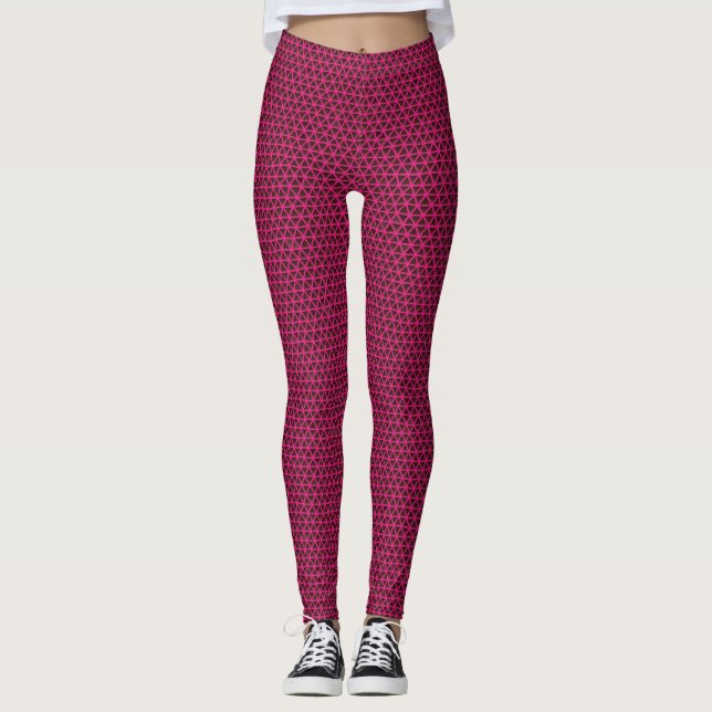 Fuchsia Triangles on Black Leggings (Front)