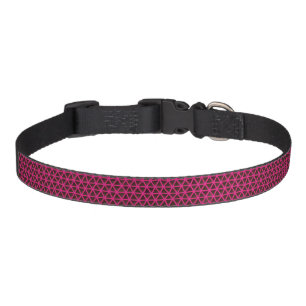 Fuchsia Triangles on Black Pet Collar