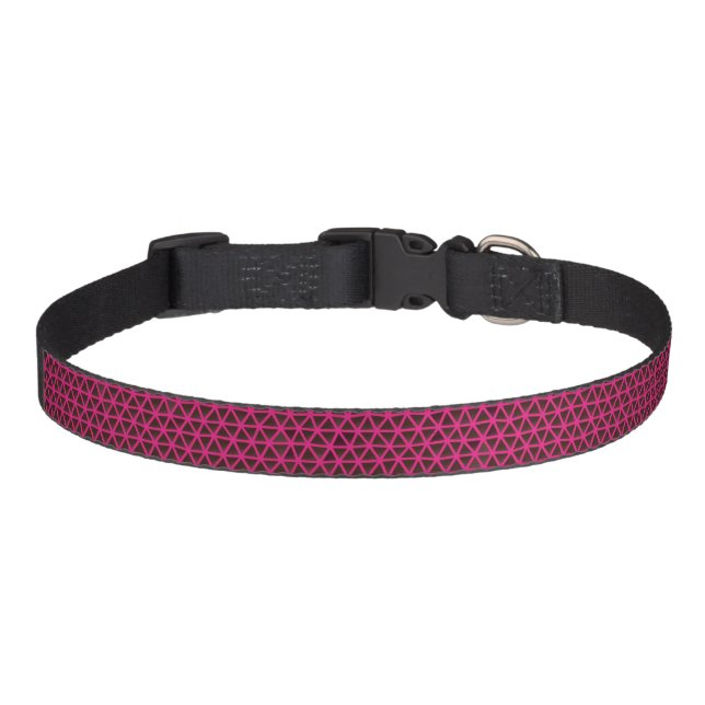 Fuchsia Triangles on Black Pet Collar (Front)