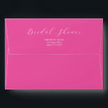 Fuchsia Tropical Floral Custom Bridal Shower Envelope<br><div class="desc">Add a bold, tropical flair to your event stationery with these 5x7 envelopes pink, designed as elegant envelopes with a simple design perfect for island-inspired celebrations. Each envelope features the words “Bridal Shower” in white over a vibrant fuchsia pink background, opening to reveal a stunning watercolor tropical hibiscus flowers and...</div>