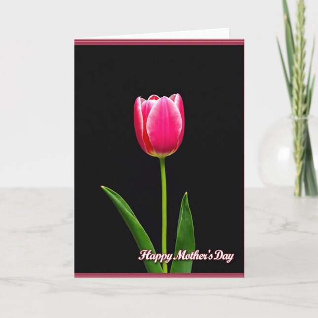 Fuchsia Tulip Mothers Day Card (Front)