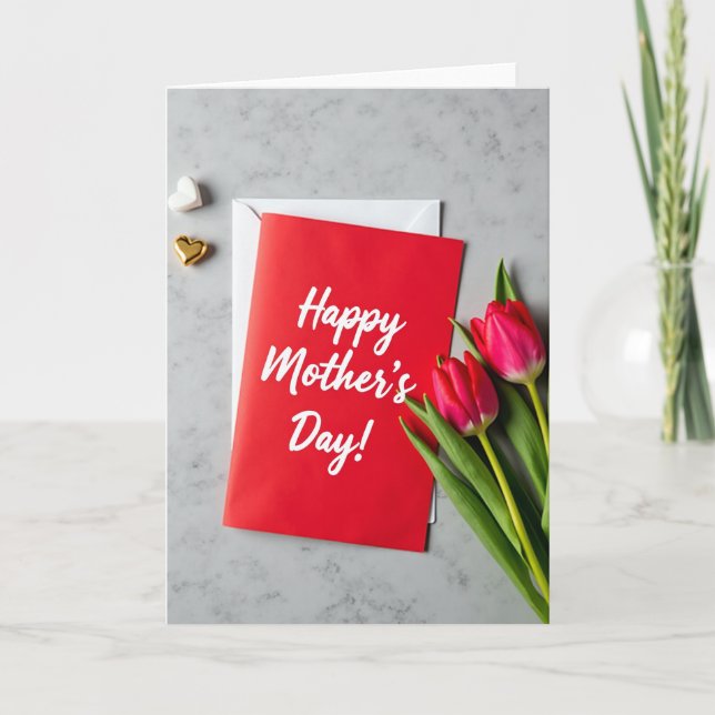 Fuchsia Tulips Mothers Day Card (Front)
