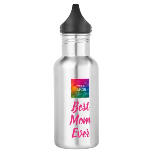 Fuchsia Typography Script Template Best Mom Ever Stainless Steel Water Bottle