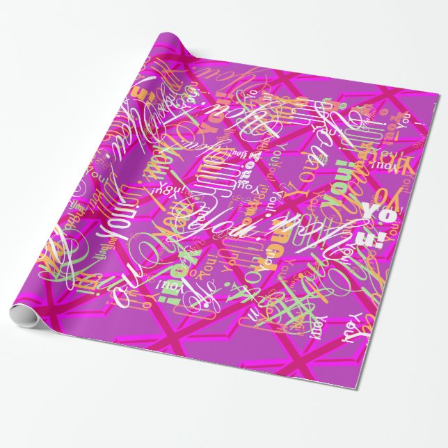 Fuchsia Union Jack Wrapping Paper (Unrolled)