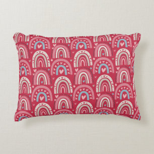 Fuchsia Valentines Day Rainbows Accent Pillow
