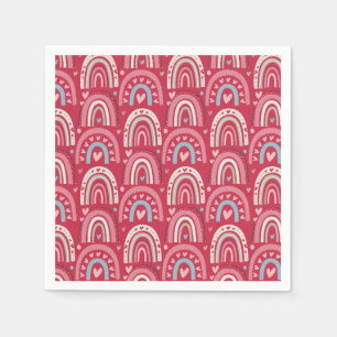 Fuchsia Valentines Day Rainbows  Napkins