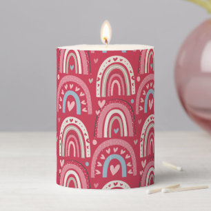Fuchsia Valentines Day Rainbows     Pillar Candle