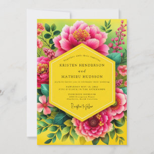 Fuchsia Vibrant Bloom Wedding Invitation