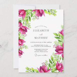 Fuchsia Vibrant Tropical Wedding Invitation